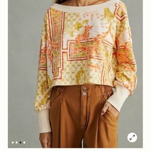 Anthropologie Daily Practice off the shoulder cropped sweatshirt medium